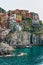 Amazing view of the Manarola Cinque Terre villages on a cloudy day