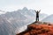 Amazing view on Monte Bianco mountains range with tourist on a foreground