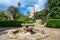 Amazing view of Palace museum tower in the Andalusian Gardens near the ancient Kasbah of the Udayas in Rabat, the capital city of