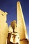 Amazing view of the pillar standing in Luxor\'s temple entrance, open air museum placed in Upper Egypt, on the east bank of Nile.