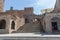 Amazing view at the public stairway, Arco de la Estrella and other heritage buildings on Plaza Mayor in CÃ¡ceres city downtown