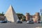 Amazing view of Pyramid of Caius Cestius and Porta St. Paolo in city of Rome, Italy