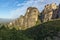 Amazing view of Rock Pillars and Holy Monasteries of Varlaam and St. Nicholas Anapausas in Meteora, Greece