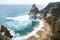 Amazing view of the rocks and blue waves of the Atlantic ocean at Cape ROCA in Portugal