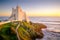 Amazing view of Sperlonga fortress Torre Truglia at sunset