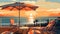 Amazing view from terrace on the beach , AI generated image in art deco style