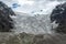 Amazing view to full Lardaad glacier icefall in mountains of Svaneti Georgia