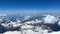 Amazing view from the top of Mount Elbrus. Aerial view of a beautiful mountain winter landscape.