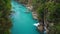 Amazing view of turquoise canyon river. Rafting area and spring water.