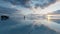 Amazing view of the Uyuni Salt Flats, Bolivia, at sunrise