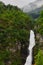 Amazing view of a wonderfull waterfall seen from Stalheimskleiva road, north of Voss village in the region of Hordaland, Norway