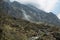 Amazing waterfall falling from the rocky peaks n