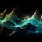 amazing wavy vibrational sound waves on black background generative AI