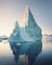 Amazing white iceberg floats in the ocean with a view underwater. Hidden Danger and Global Warming Concept. Tip of the