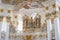 Amazing white interior and organ in Wieskirche church, Bavaria, Germany