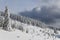 Amazing winter backcountry landscape high in the mountains