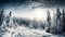 amazing winter landscape with snow covered fir trees