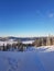 Amazing winterday sunrise. snowy landscape.