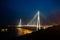 Amazing zooming out aerial view of the Russky Bridge