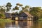 Amazon Jungle Morning Huts on the River