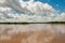 Amazon River with lots of white clouds, Brazil