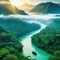 amazonas tropical river with jungle landscape with fictional landscape created with