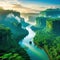 amazonas tropical river with jungle landscape with fictional landscape created with