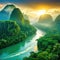 amazonas tropical river with jungle landscape with fictional landscape created with