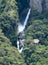 Amazonian waterfall in the Andes. Banos. Ecuador