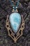 Amazonite stone macrame ornamental pendant