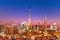 Amazung Dubai city center skyline at sunset, United Arab Emirates