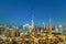 Amazung Dubai city center skyline at sunset, United Arab Emirates