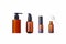 Amber cosmetic bottle, dropper and dispenser