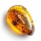 Amber Crystal Isolated, Golden Amber Pebble on White