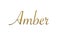 Amber - Female name . Gold 3D icon on white background. Decorative font. Template, signature logo.