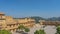 Amber Fort in Jaipur. Top view of the square surrounded by orange fortress walls