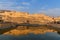 Amber fort and palace in Maotha Lake. Jaipur. Rajasthan. India