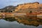 Amber Fort reflected in Maota Lake near Jaipur, Rajasthan, India