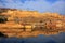 Amber Fort reflected in Maota Lake near Jaipur, Rajasthan, India