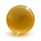 Amber glassy ball on white background