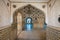 Amber, India - September 19, 2017: Beautiful Interior mughal architectural details inside of Amber Fort palace in India