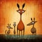 Amber Kangaroo Family: A Darkly Surreal And Enigmatic Cartoon