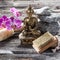 Ambiance for peeling and soothing treatment with Buddha in mind