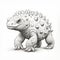 Ambient Occlusion Drawing Of Ankylosaurus With Spikes On White Background