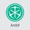 Ambit Cryptographic Currency. Vector AMBT Web Icon.