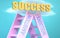 Ambition ladder that leads to success high in the sky, to symbolize that Ambition is a very important factor in reaching success