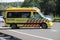 Ambulance in action after collision on Motorway A20 at Nieuwerkerk aan den IJssel in the Netherlands