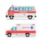 Ambulance as Medically Equipped Vehicle for Transporting Patient to Hospital Vector Set