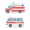 Ambulance as Medically Equipped Vehicle for Transporting Patient to Hospital Vector Set