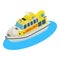 Ambulance boat icon isometric vector. Emergency ambulance rescue ship